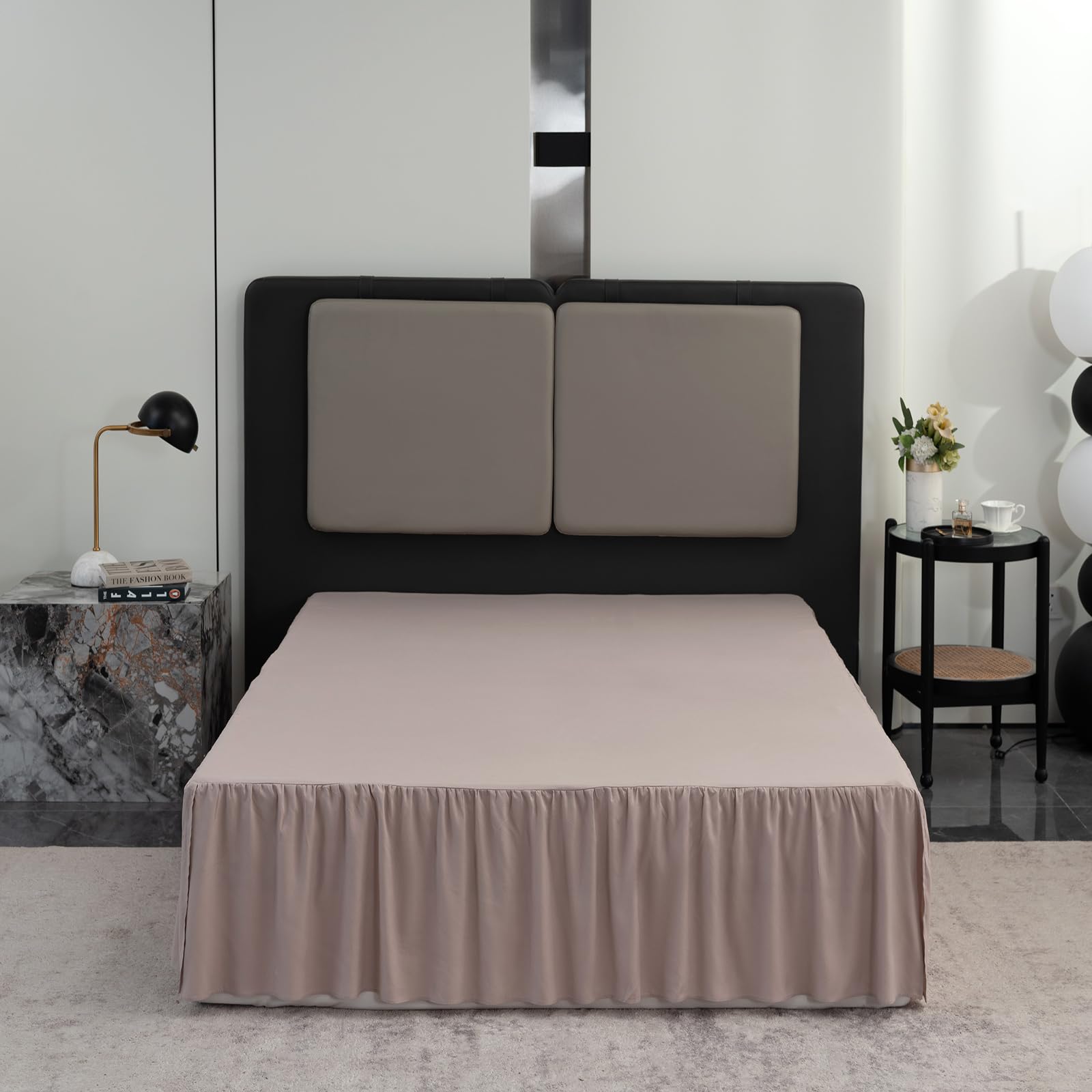 Taupe Bed Skirt Full Size Ruffled Bed Skirt With Split Corners, Full Bed Skirt 14 Inch Drop, Full Size Bed Skirt Taupe For Ruffl